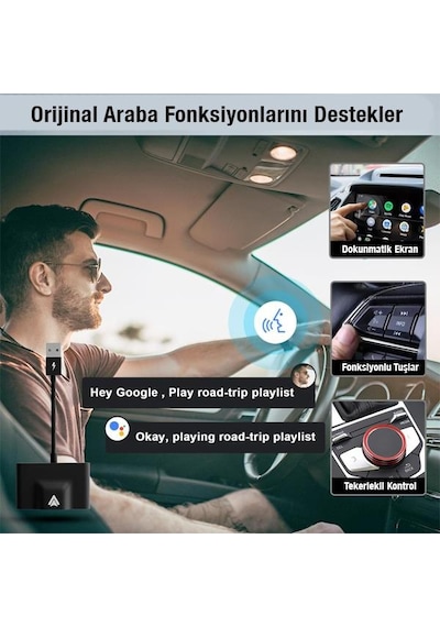 Polham Araç İçi Android Cihazlar İçin Kablosuz Android Multimedya Carplay Adaptörü,Wireless Çevirici