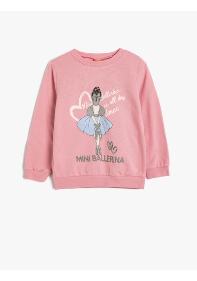 Koton Sweatshirt Balerin Baskılı Sim Detaylı Bisiklet Yaka Uzun Kollu Pembe 5wmg10062ak Gülkurusu Koton Sweatshirt Balerin Baskılı Sim Detaylı Bisiklet Yaka Uzun Kollu Pembe 5wmg10062ak Gülkurusu