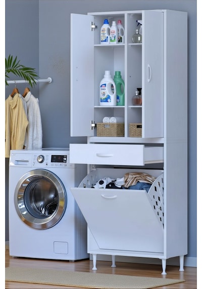 Eliusta Wall Beyaz Banyo Dolabı 60 Cm Tek Göz Bölmeli Sepet 60x171x32,5 Cm 4 Raflı Mutfak/banyo Dolabı Beyaz Eliusta Wall Beyaz Banyo Dolabı 60 Cm Tek Göz Bölmeli Sepet 60x171x32,5 Cm 4 Raflı Mutfak/banyo Dolabı Beyaz
