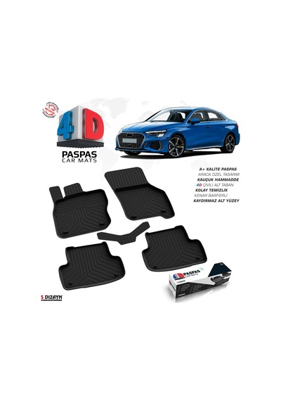S-Dizayn Audi A3 4D Havuzlu Paspas 2020 Üzeri A+Kalite
