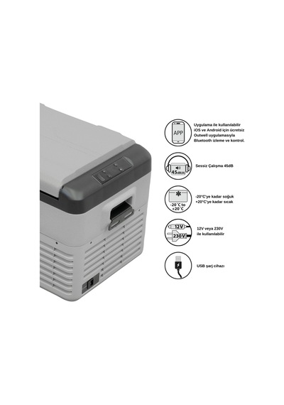 Outwell Arctic Chill 30 L Kompresörlü Buzdolabı Gri