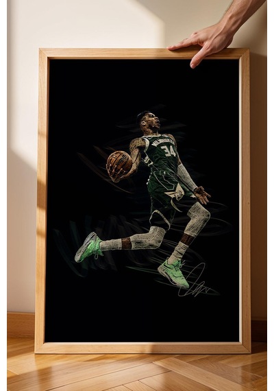 Giannis Antetokounmpo Çerçeveli Tablo Nba Basketbol - Estetik Poster