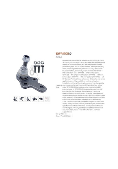 Asmetal 10fr1705 Rotil Focus C-max Volvo S40 C30 C70 V50 04 3m5j3a262bp