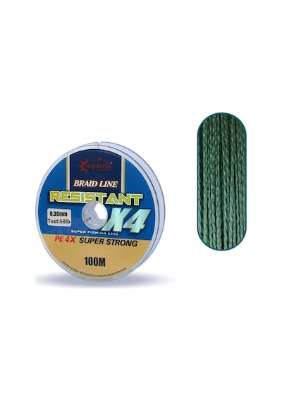 Captain Resistant PE 4 Kat İp Misina 100mt Yeşil 0.30 mm
