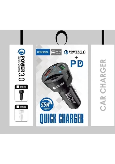 3'lü Usb 55W Çakmaklık Power 3.0 Hızlı Araç Şarj Cihazı