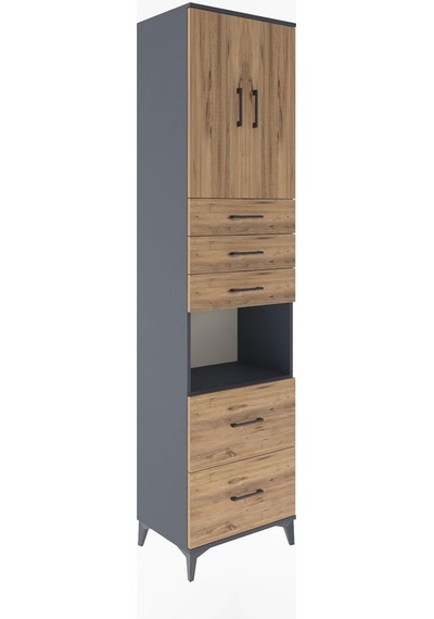 Hyperion Dolap 3 Raflı 5 Çekmeceli 2 Kapaklı 60x44x243 Antrasit-çam Antrasit Hyperion Dolap 3 Raflı 5 Çekmeceli 2 Kapaklı 60x44x243 Antrasit-çam Antrasit