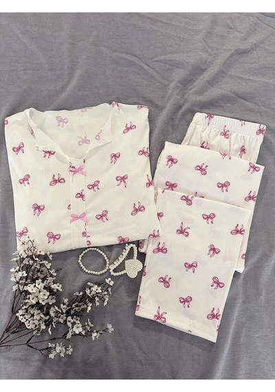 Mh Moony Homewears 2'li Aysimoş Lüks Kaşkorse Pijama Takımı Tatlışko Pembe