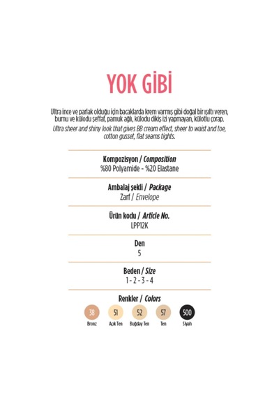 Penti Kadın Yok Gibi 5 Den Parlak Külotlu Çorabı Pyk500 - 3 Adet 001