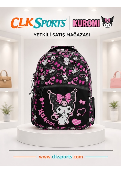 Kuromi Okul Çantası , Çift Gözlü Kalem Çantası , Kuromi Anahtarlık Ve Matara Seti 1 Parça