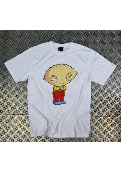 Family Guy Baskılı Unisex %100 Pamuk Beyaz T-shirt Beyaz