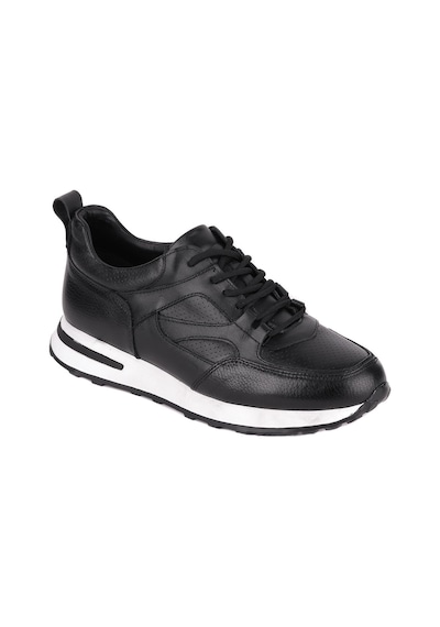 Shoetyle - Siyah Hakiki Deri Bağcıklı Erkek Sneaker 115-k511-1329 Siyah