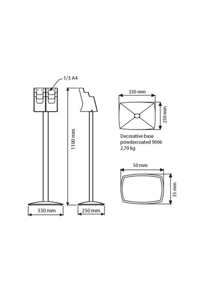 Pillar Broşür Stand 6x1/3a4 10x21cm