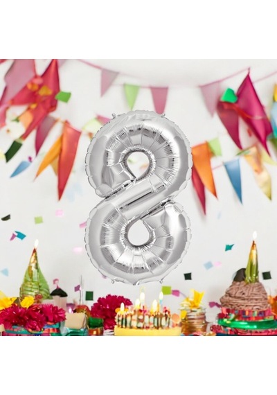 Brokoli Home 8 Numara Folyo Gümüş Balon 100cm 40inç Helyuma Uygu Karışık Renkli