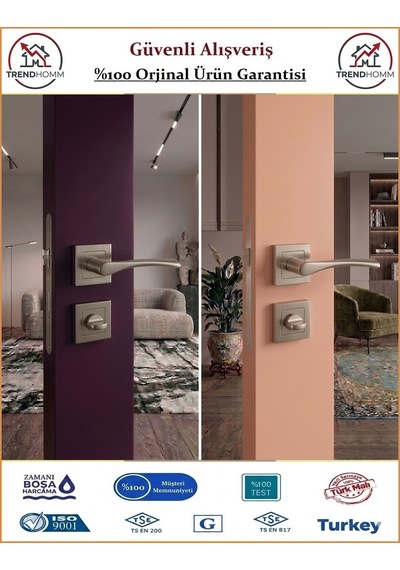 Trendhomm Bravo Rozetli İç Kapı Kolu - Nikel Saten - Wc Banyo