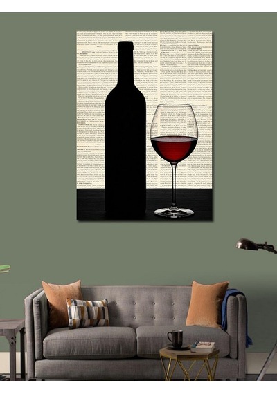 Kanvas Tablo Şarap Şişesi Ve Kadeh 70cmx100cm
