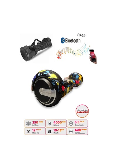 Elektrikli Kaykay Scooter Akıllı Denge Hoverboard + Hoverkart + Çanta Full Ledli Extrem Paket D08