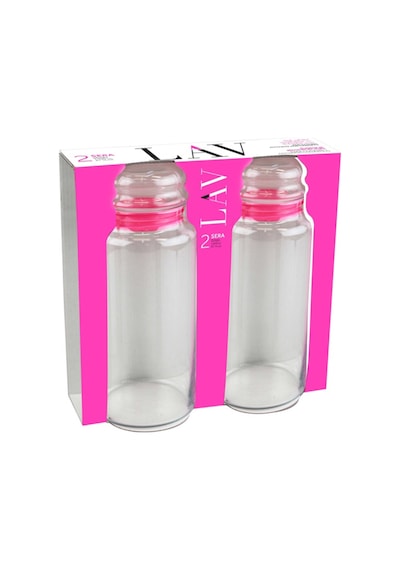 Lav Sera Cam Kavanoz 2'li Büyük Boy 1400 ml PembeCam Kapaklı (Erzak Saklama Kavanozu )