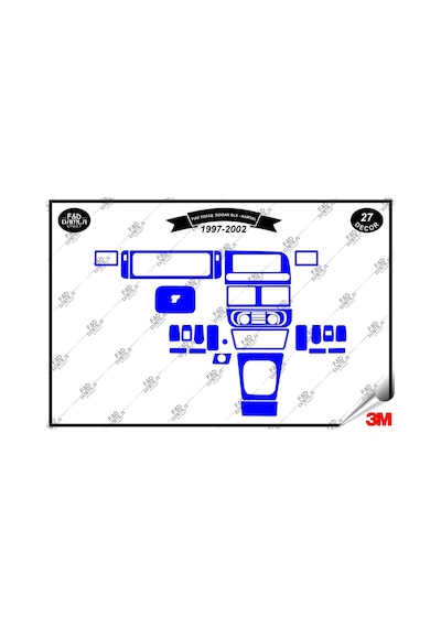 Fiat Tofaş Doğanslx-kartal 1997-2002 Torpido Konsol Trim Göğüs Maun Kaplama Set 27 Parça Mavi