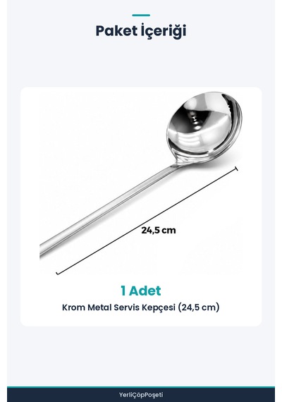 Metal Servis Kepçesi - Krom - 24.5 Cm