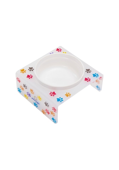 Petmagic Akrilik Beyaz Seramik Tekli Evcil Hayvan Kedi Ve Mini Irk Köpek Mama Kabı-mat Pati