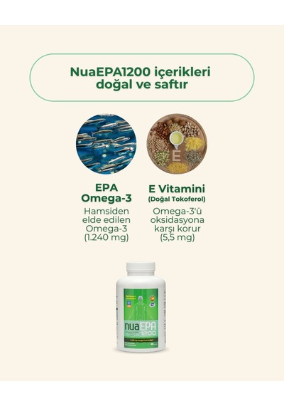 Nua Epa 1200 Omega-3 İçeren Gıda Takviyesi 90 Kapsül