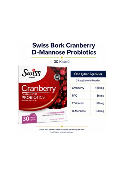 Swiss Bork Cranberry D-mannose Probiyotik Kompleksi 30 Kapsül