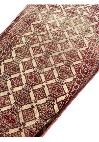 El Dokuma Eskitme Vintage İran Halısı 94x177 Kiremit Krem Yün Kiremit