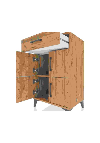 Hyperion Komodin Tek Raflı Tek Çekmeceli 4 Kapaklı 60x44x96 Ç... Çam