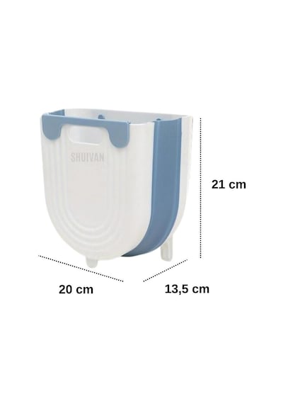 Shuıvan Karavan Çöp Kovası 9 Litre Katlanır Tezgahaltı Tip - Beyaz Mavi-1592
