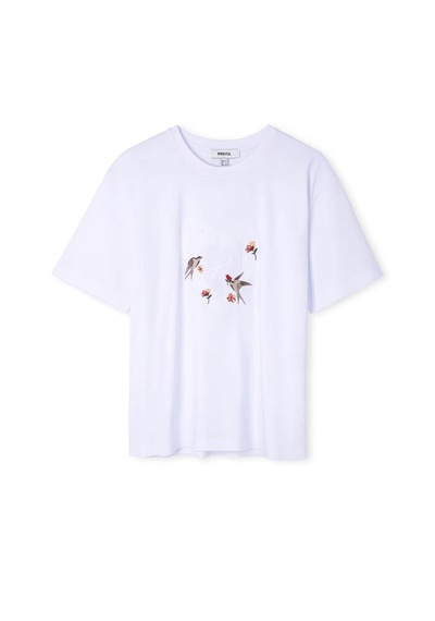 İpekyol Monogram Nakışlı Beyaz Kadın T-shirt Iw6260070172