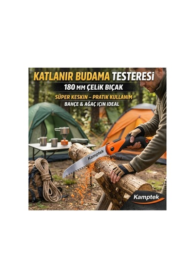 Kamptek Çelik Bıçaklı Katlanabilir Bahçe Ve Kamp Testeresi Süper Keskin