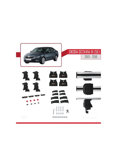Skoda Octavia Iıı 5e 2013-2019 Arası İle Uyumlu Ace-4 Ara Atkı Tavan Barı Gri