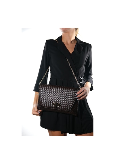 Maorı Kahverengi Örgü Kadın Clutch Çanta