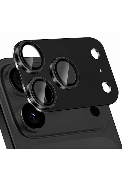 Microcase Apple Uyumlu Apple iPhone 18 Pro Max Kamera Camı Lens Koruyucu Halka Set - Al3131 Siyah