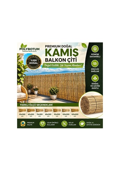Premium Doğal Kamış Bahçe Çiti Hasır Gölgelik Balkon Teras Tavan