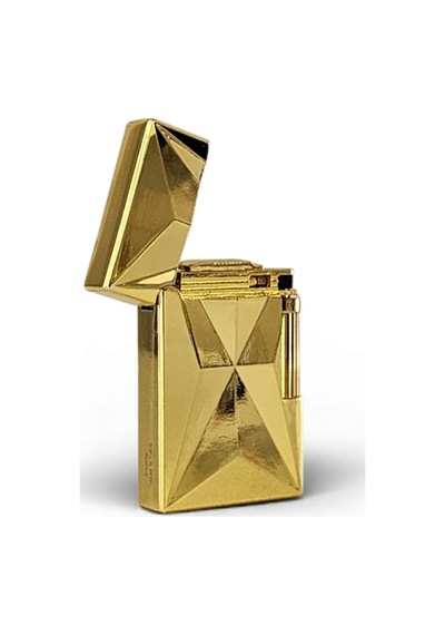24k Altın Görünümlü Prizmatik Metal Çakmak - Elmas Kesim Prestij Serisi