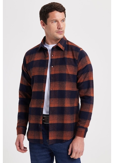 Tudors Erkek Slim Fit Dar Kesim Kareli Kışlık Oduncu Gömlek-42356 Kahverengi Tudors Erkek Slim Fit Dar Kesim Kareli Kışlık Oduncu Gömlek-42356 Kahverengi