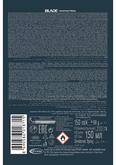 3 Adet Mountain Fresh Erkek Deodorant 150ml Leke Bırakmaz