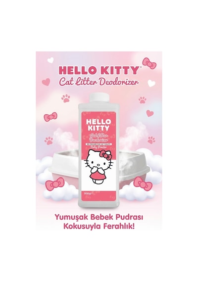 Hello Kitty Cat Litter, Kedi Kumu Deodorizer, Koku Giderici Bebek Pudrası Kokulu 500gr
