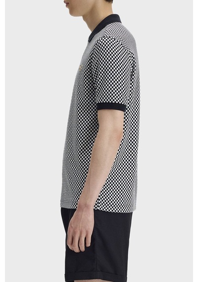 Fred Perry M2399 Chequerboard Erkek Polo Tişört Siyah