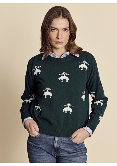 Brooks Brothers Yeşil Kadın Bisiklet Yaka Desenli Kazak Bbfw26fkl032 Koyu Yeşil