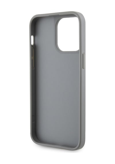 Apple Uyumlu iPhone 14 Pro Max Kılıf Guess Lisanslı Taşlı Arka Yüzey Üçgen Logolu Kapak Gümüş
