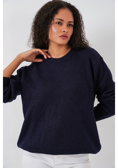 Bigdart 15895 Kadın Oversize Triko Kazak - K. Lacivert
