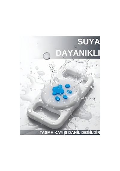 Gözcü Mobil Boş Airtag Yuvalı Kedi Köpek Tasması Evcil Hayvan Pet Takip Cihazı Silikon Yaka Kılıfı Şık Tasarım Beyaz Beyaz
