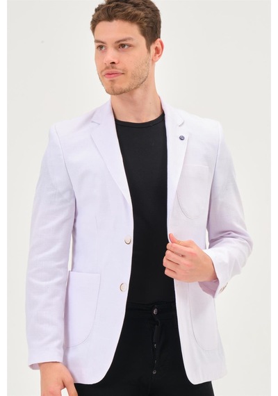 C9059 Dewberry Erkek Ceket-kar Beyaz