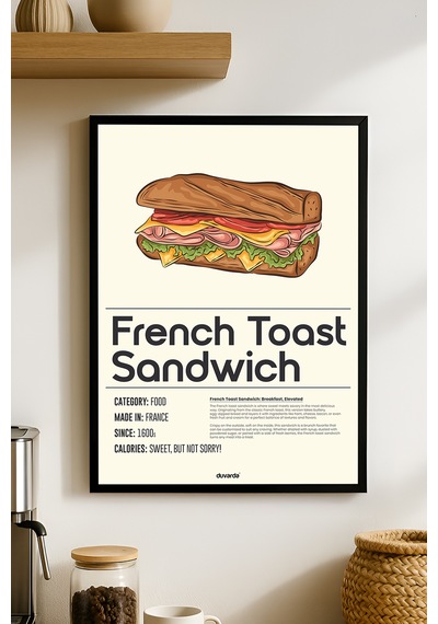 French Toast Ahşap Çerçeveli Poster, Dekoratif Mutfak Duvar Tablosu