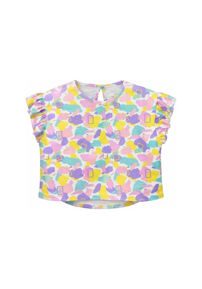 Haribo Lisanslı Fırfırlı Kollu Desenli T-shirt Tayt Takım Pembe