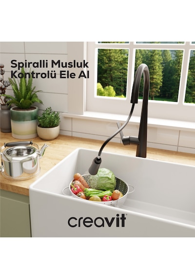 Creavit Spiralli Mutfak Armatürü Mat Siyah Bt.mf8858s