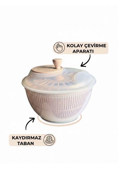 Salata Ve Sebze Kurutucu 4,75 Litre Salata Kurutucu Şeffaf