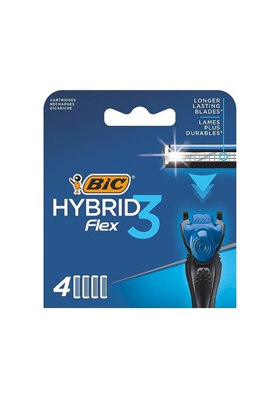 Bıc Hybrid 3 Flex 4'lü Yedek Tıraş Bıçağı Kartuşu, 3 Nano Teknolojik Titanyum Bıçak, E Vitaminli Geniş Kayganlaştırıcı Band